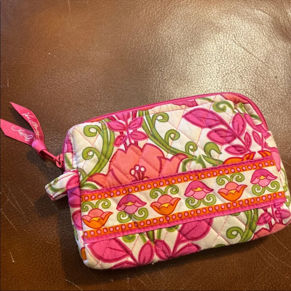 Vera Bradley Pink Orange Floral Cosmetic Zippy